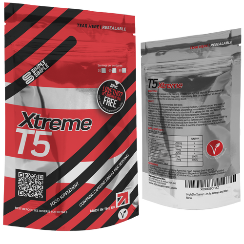 Simply Simple T5 Xtreme Fat Burner with Added Vitamin B6, Choline & Vitamin D3 | Vegetarian Friendly T5 Diet Pills | Unisex Weight Loss Supplements for Men & Women